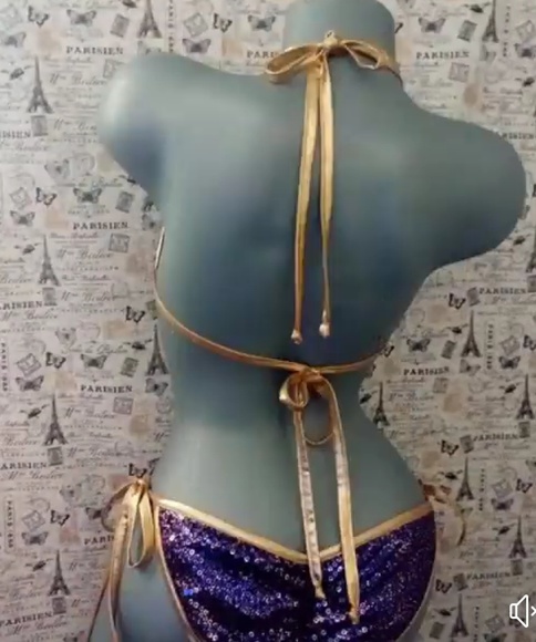 One piece swimsuit dance outfit sequins - Picture 2 of 2